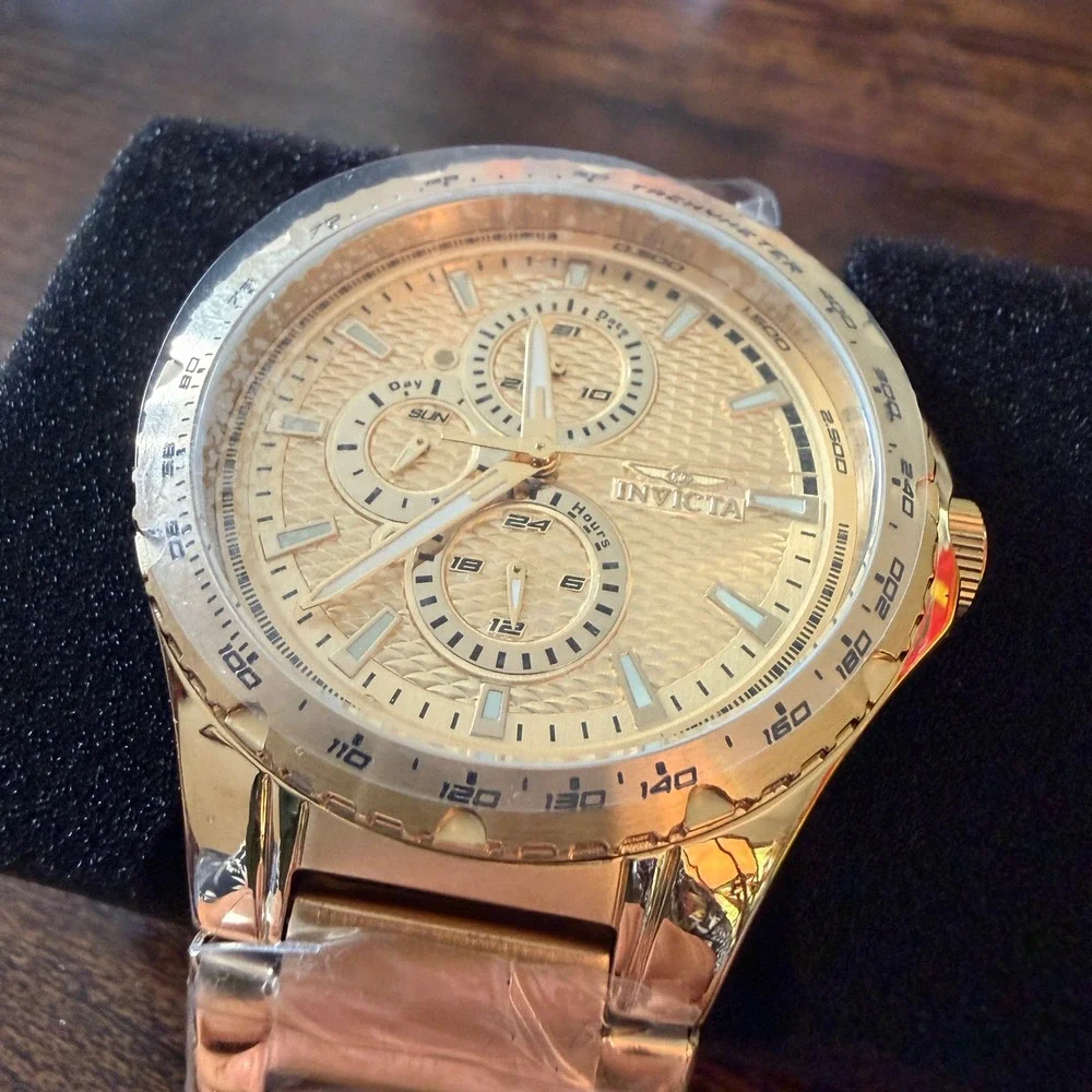 Invicta Aviator Mens Watch 50106 Gold Tone Stainless Steel Japan Movement New